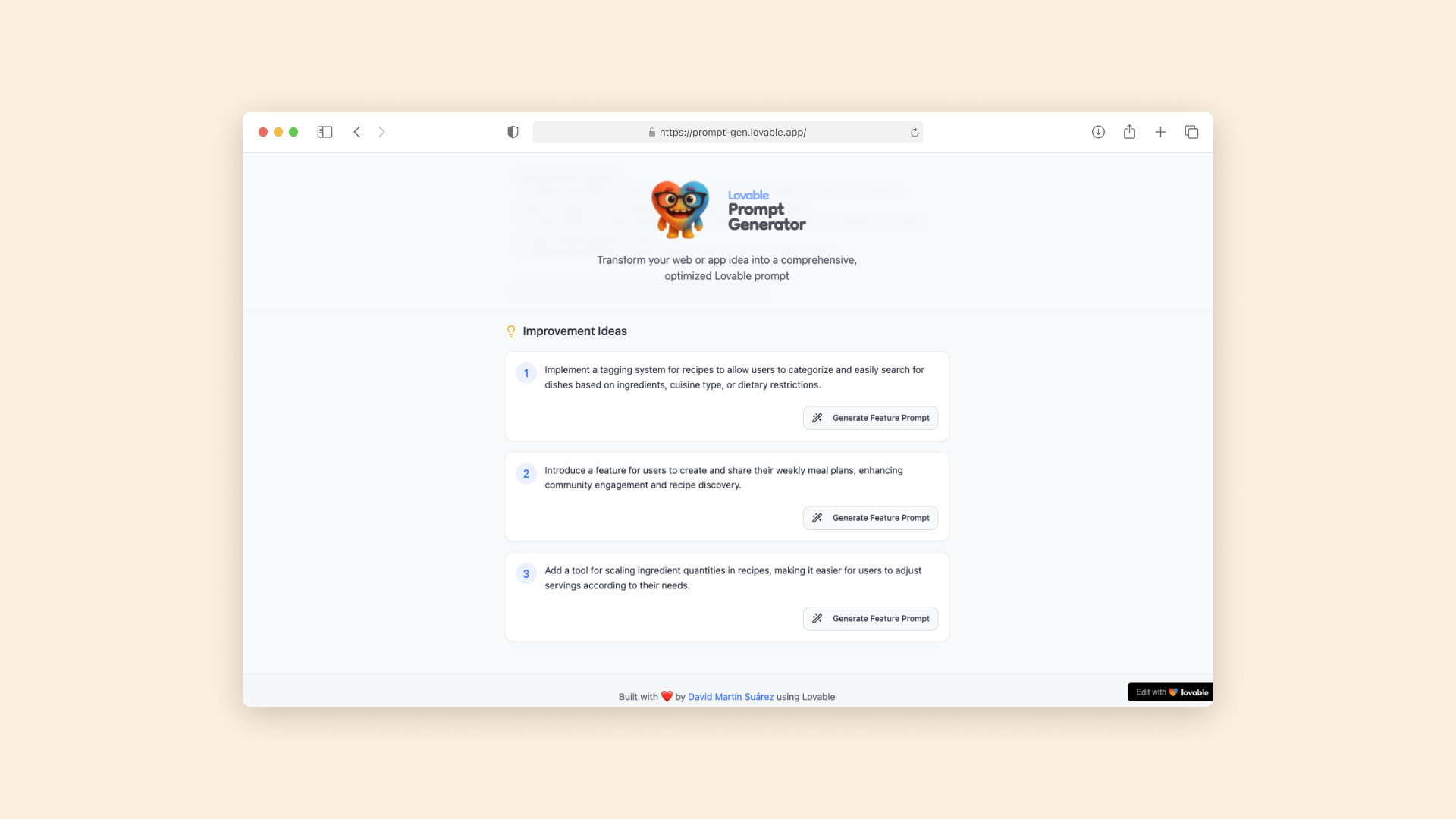 Lovable Prompt Generator - Imagen 3